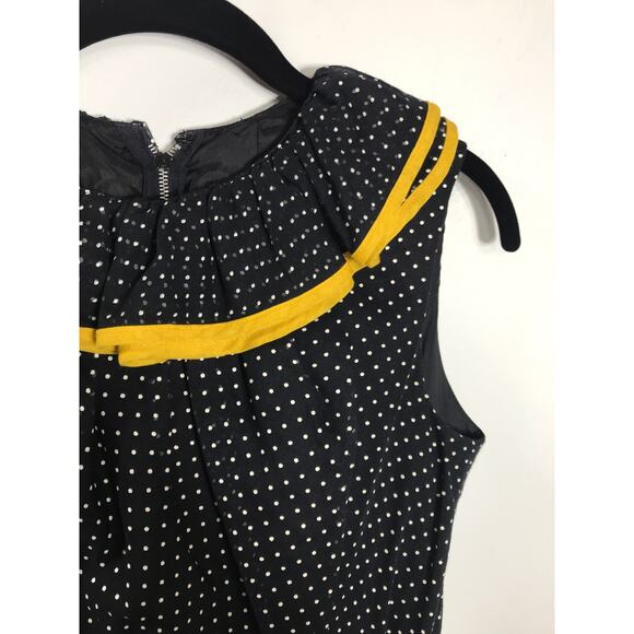 Vintage Miss Elliette VTG Maxi Dress Polka Dot Ruffle Peter Pan Collar Bow 60s - Picture 4 of 13